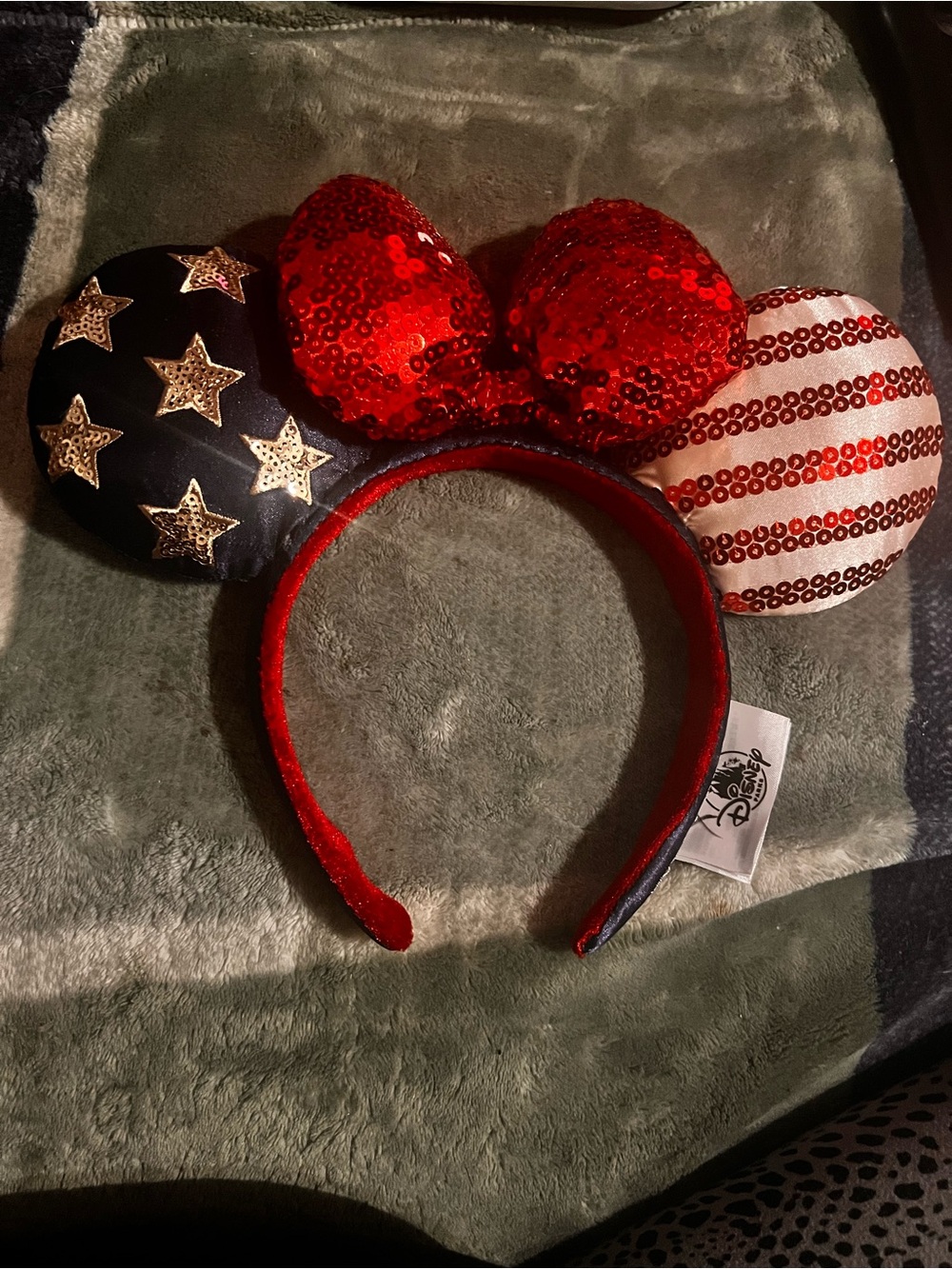 Disney Red Sequin Patriotic Minnie Ears Headband